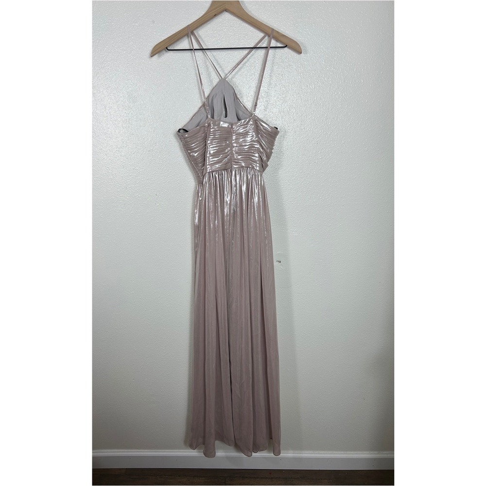 Zac Posen Halter Shiny Maxi Dress Blush Sz 6 Formal Glam Wedding - Picture 8 of 8